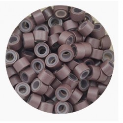 Szilikonos mikrogyűrű hajhosszabbításhoz 4,5 mm barna, 100 db Szilikonos mikrogyűrű hajhosszabbításhoz 4,5 mm barna, 100 db