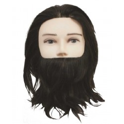 Calcagni férfi szakállas babafej humán hajjal, 18 cm